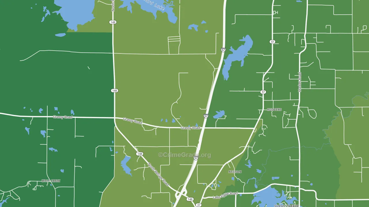 Hudgens, IL Map of Drug-Related Crime Rates