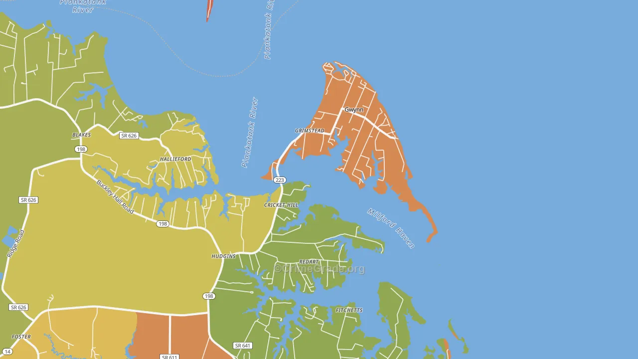 Hudgins, VA Map of Drug-Related Crime Rates
