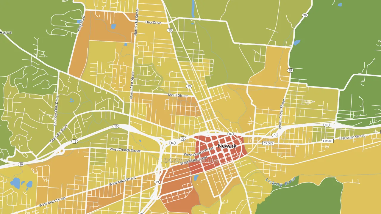Hudson Avenue Historic District, Newark, OH Map of Drug-Related Crime Rates