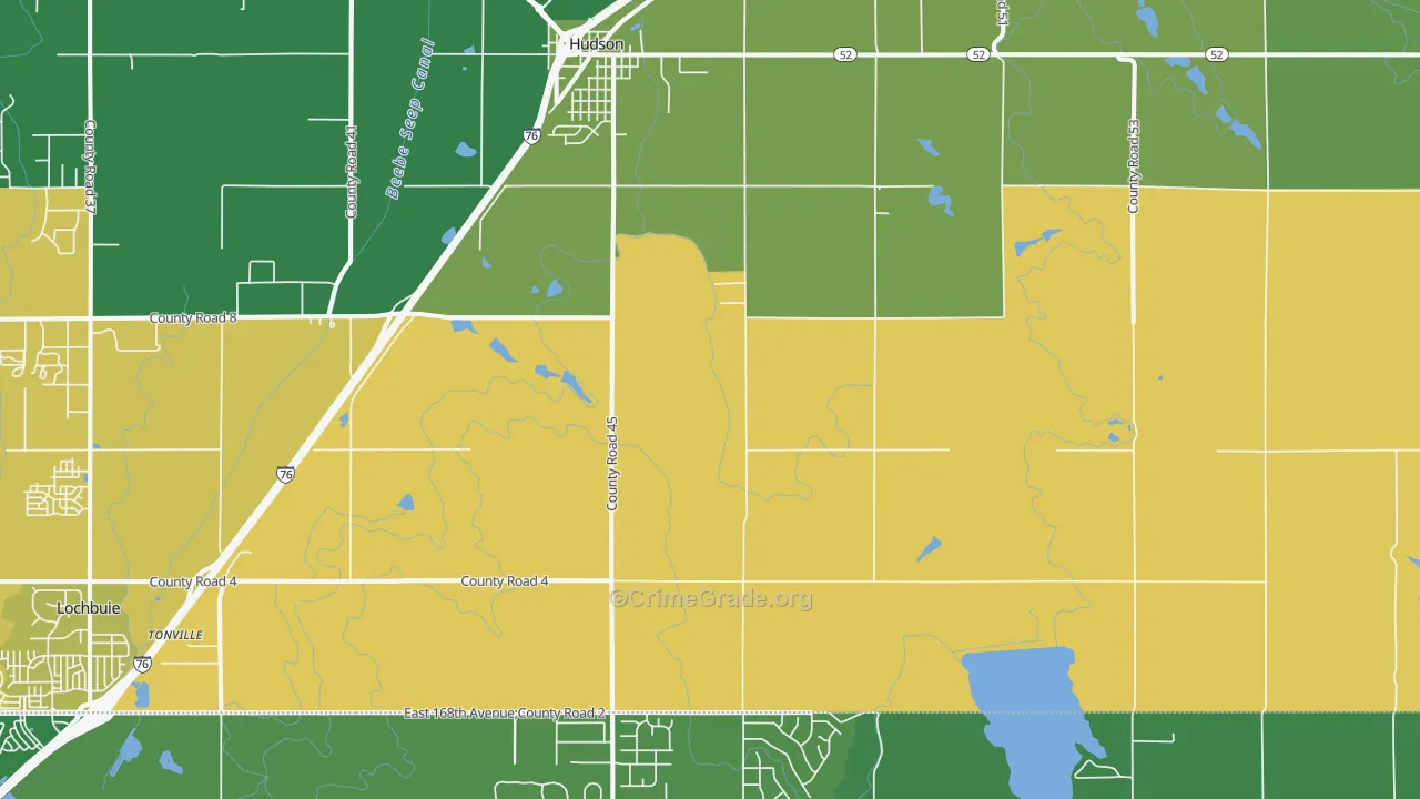 Hudson, CO Map of Drug-Related Crime Rates