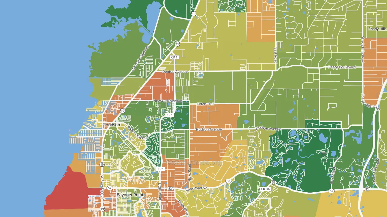 Hudson, FL Map of Drug-Related Crime Rates