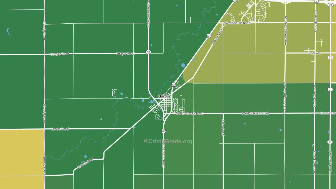 Hudson, IA Map of Drug-Related Crime Rates