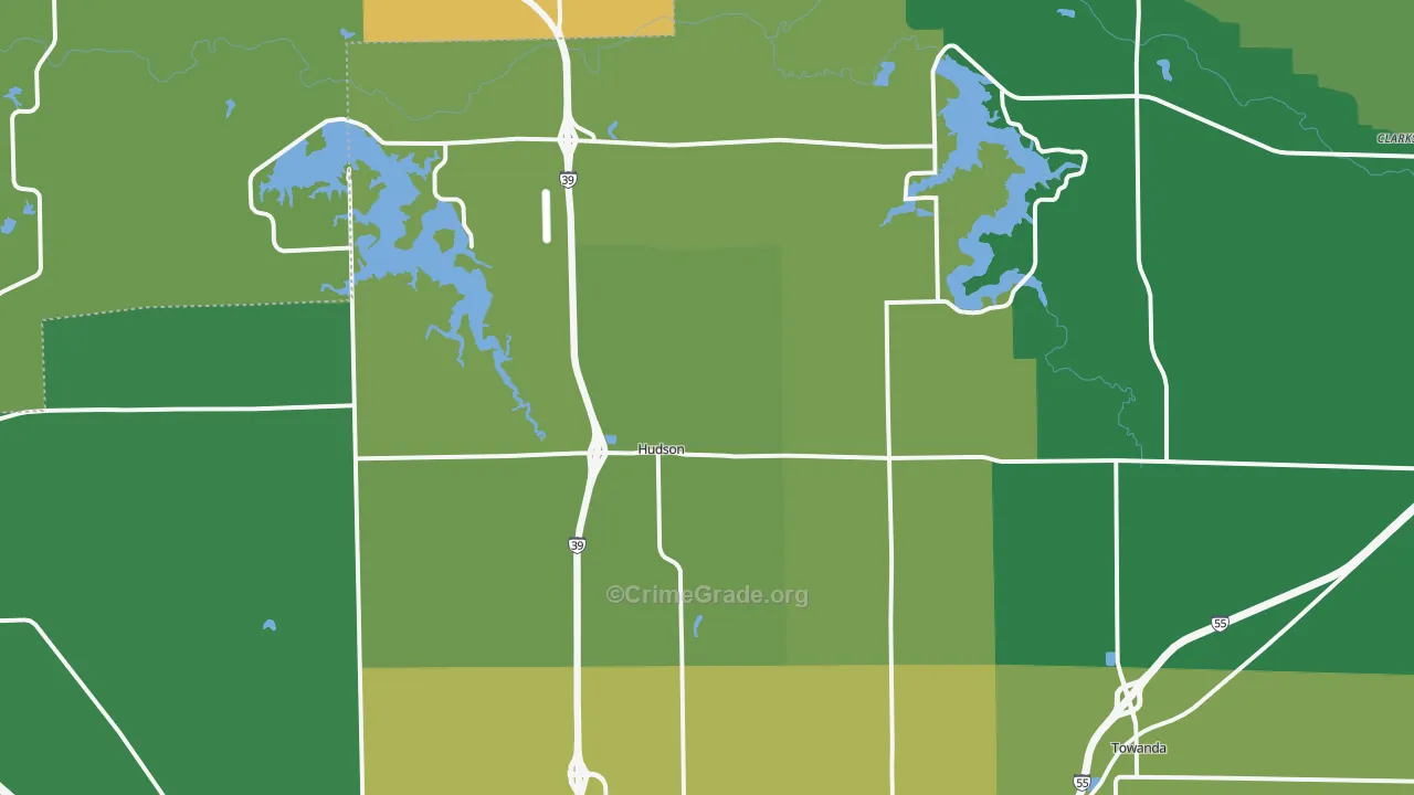 Hudson, IL Map of Drug-Related Crime Rates