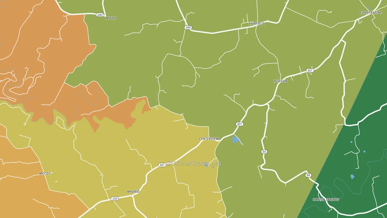 Hudson, KY Map of Drug-Related Crime Rates