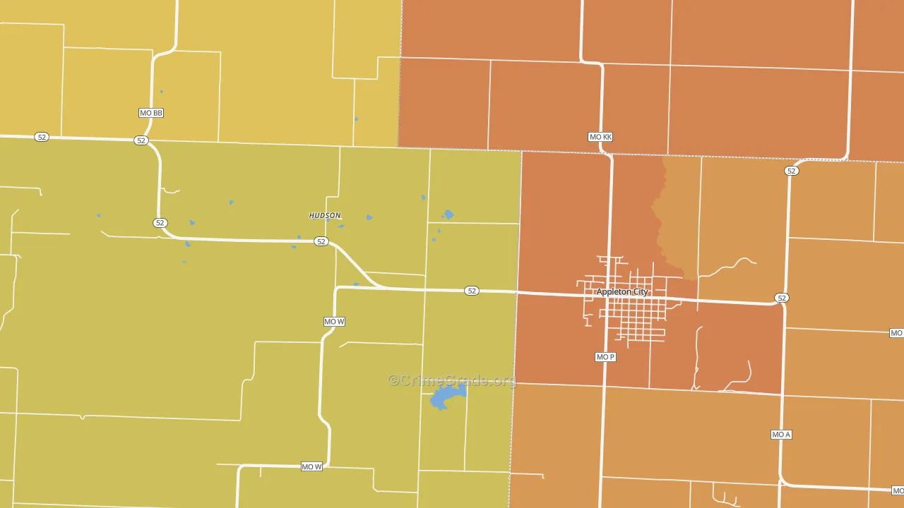 Hudson, MO Map of Drug-Related Crime Rates