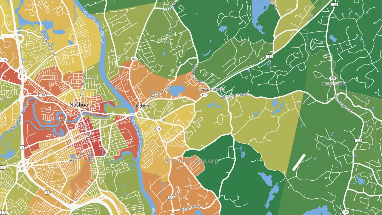 Hudson, NH Map of Drug-Related Crime Rates