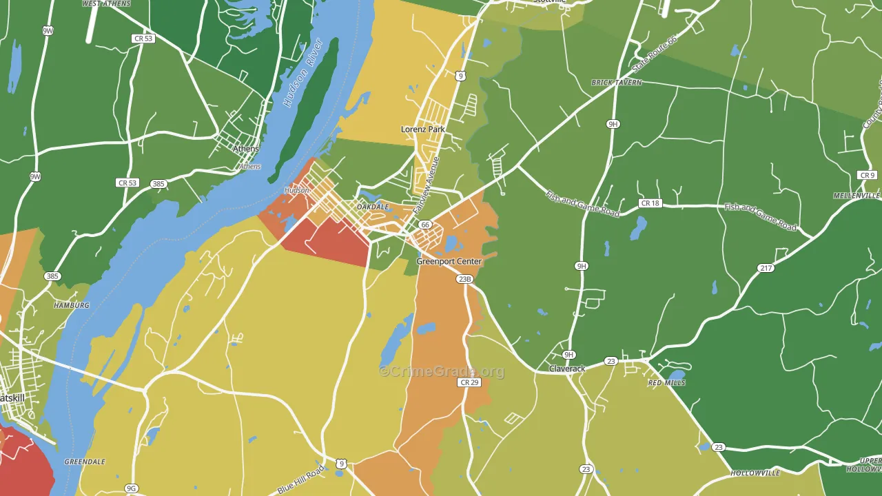 Hudson, NY Map of Drug-Related Crime Rates