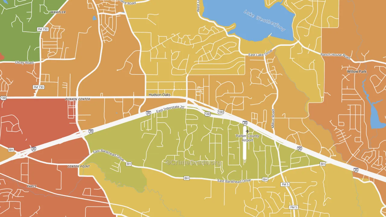 Hudson Oaks, TX Map of Drug-Related Crime Rates
