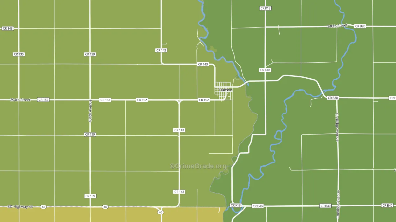 Hudson, SD Map of Drug-Related Crime Rates