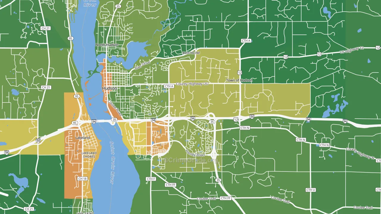 Hudson, WI Map of Drug-Related Crime Rates