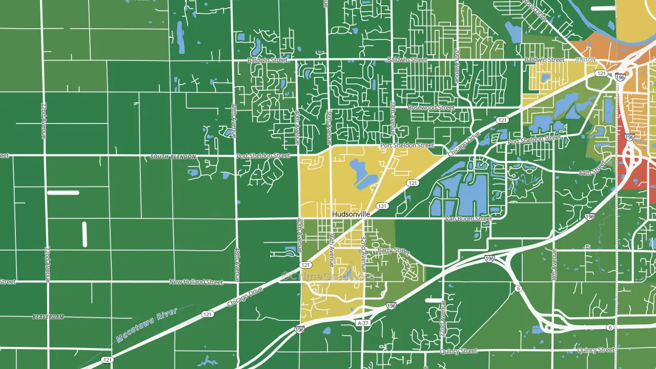 Hudsonville, MI Map of Drug-Related Crime Rates