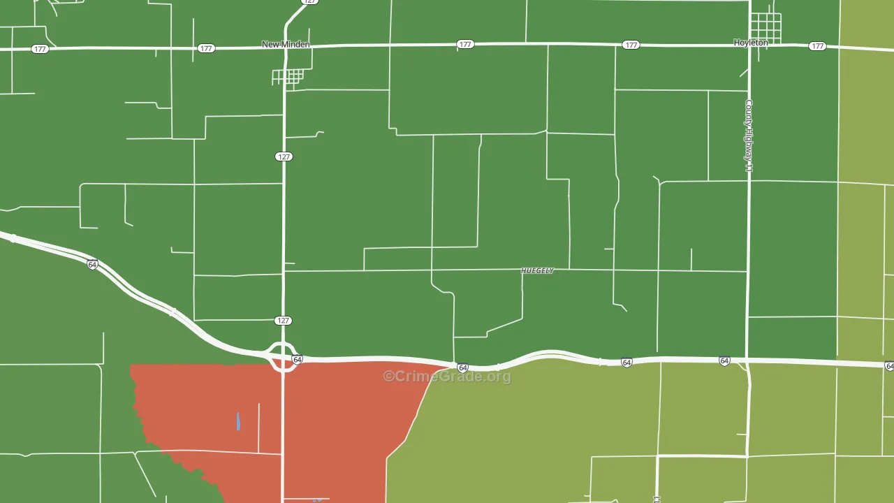 Huegely, IL Map of Drug-Related Crime Rates