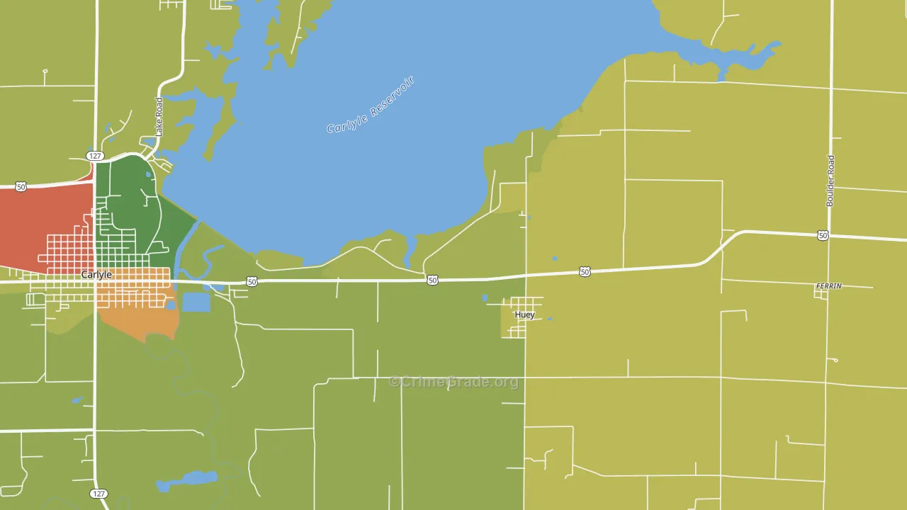 Huey, IL Map of Drug-Related Crime Rates