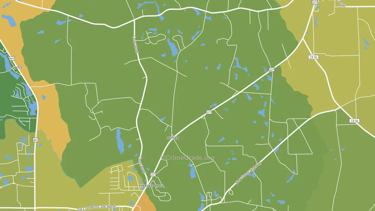 Huffer, GA Map of Drug-Related Crime Rates