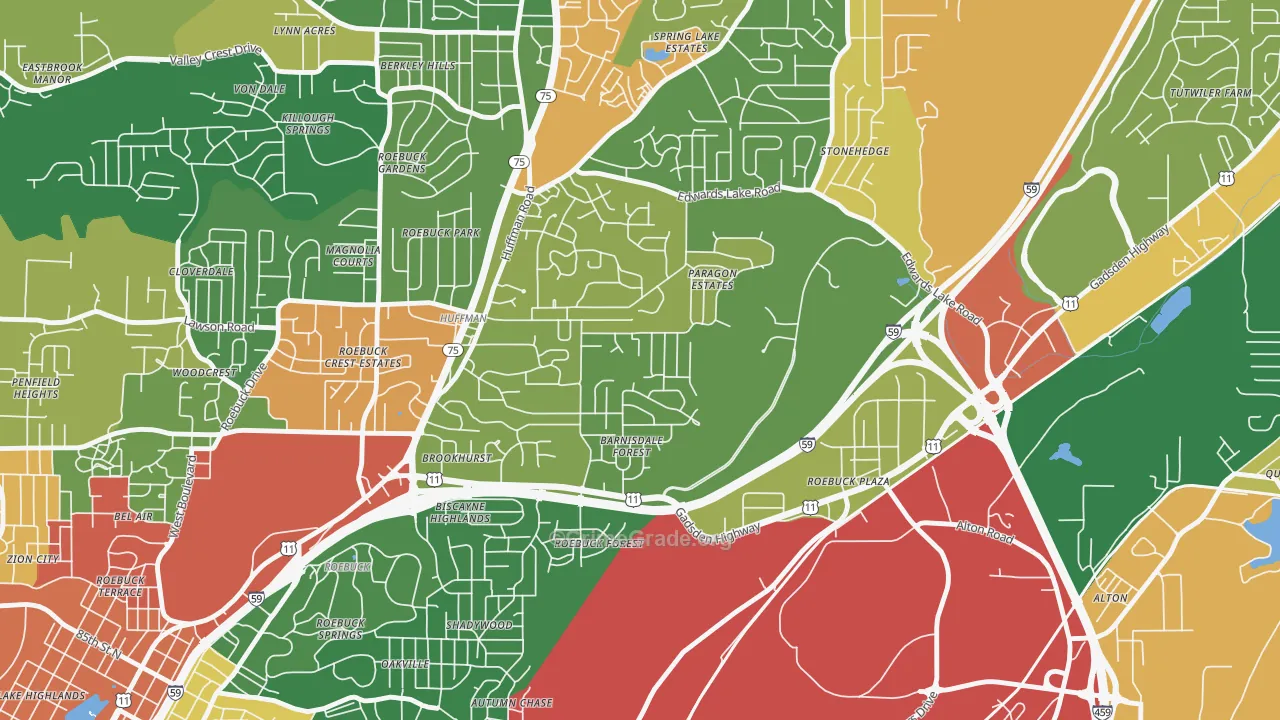 Huffman, Birmingham, AL Map of Drug-Related Crime Rates