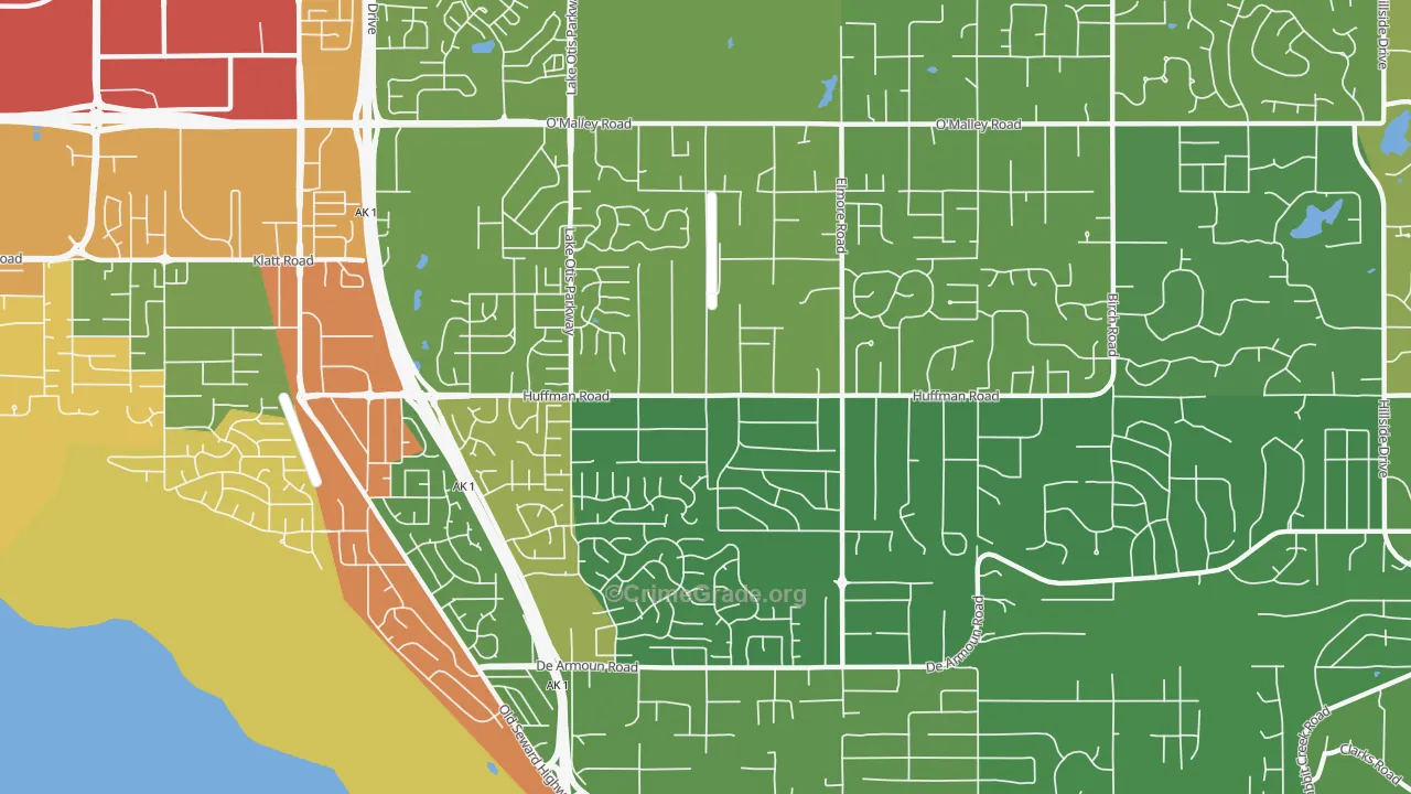Huffman-O'Malley, Anchorage, AK Map of Drug-Related Crime Rates