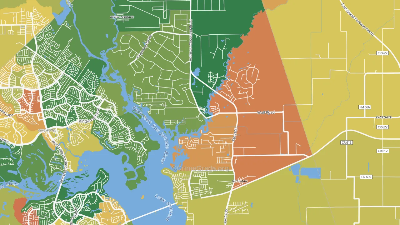 Huffman, TX Map of Drug-Related Crime Rates