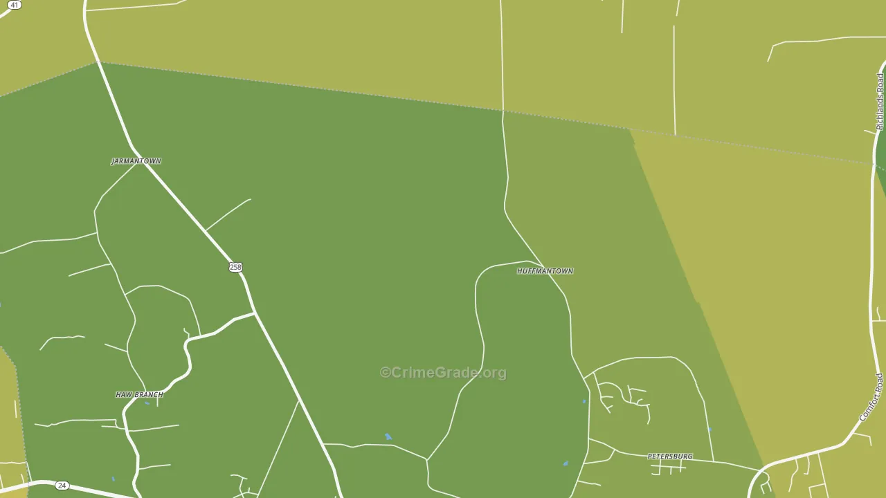Huffmantown, NC Map of Drug-Related Crime Rates