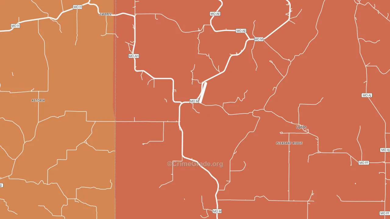 Huggins, MO Map of Drug-Related Crime Rates