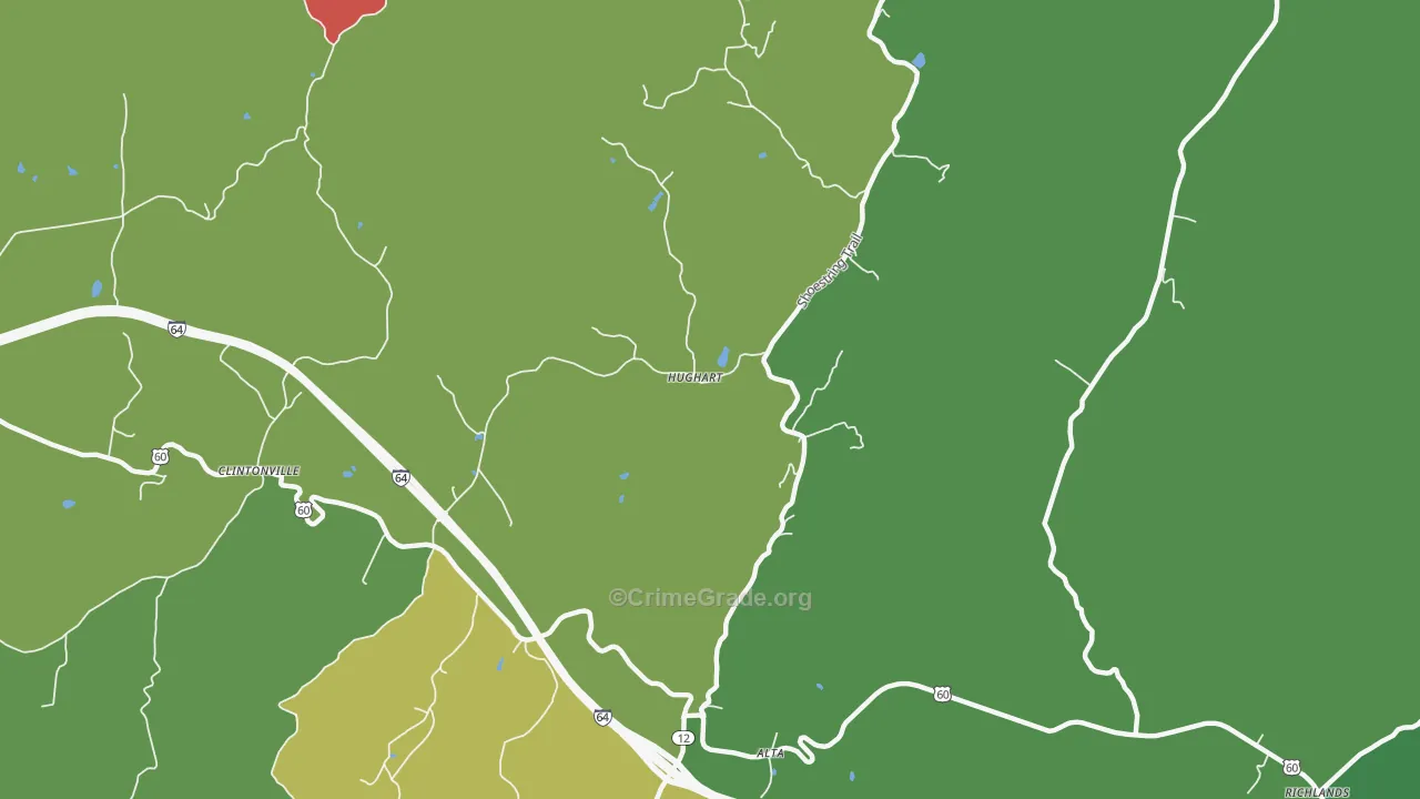 Hughart, WV Map of Drug-Related Crime Rates