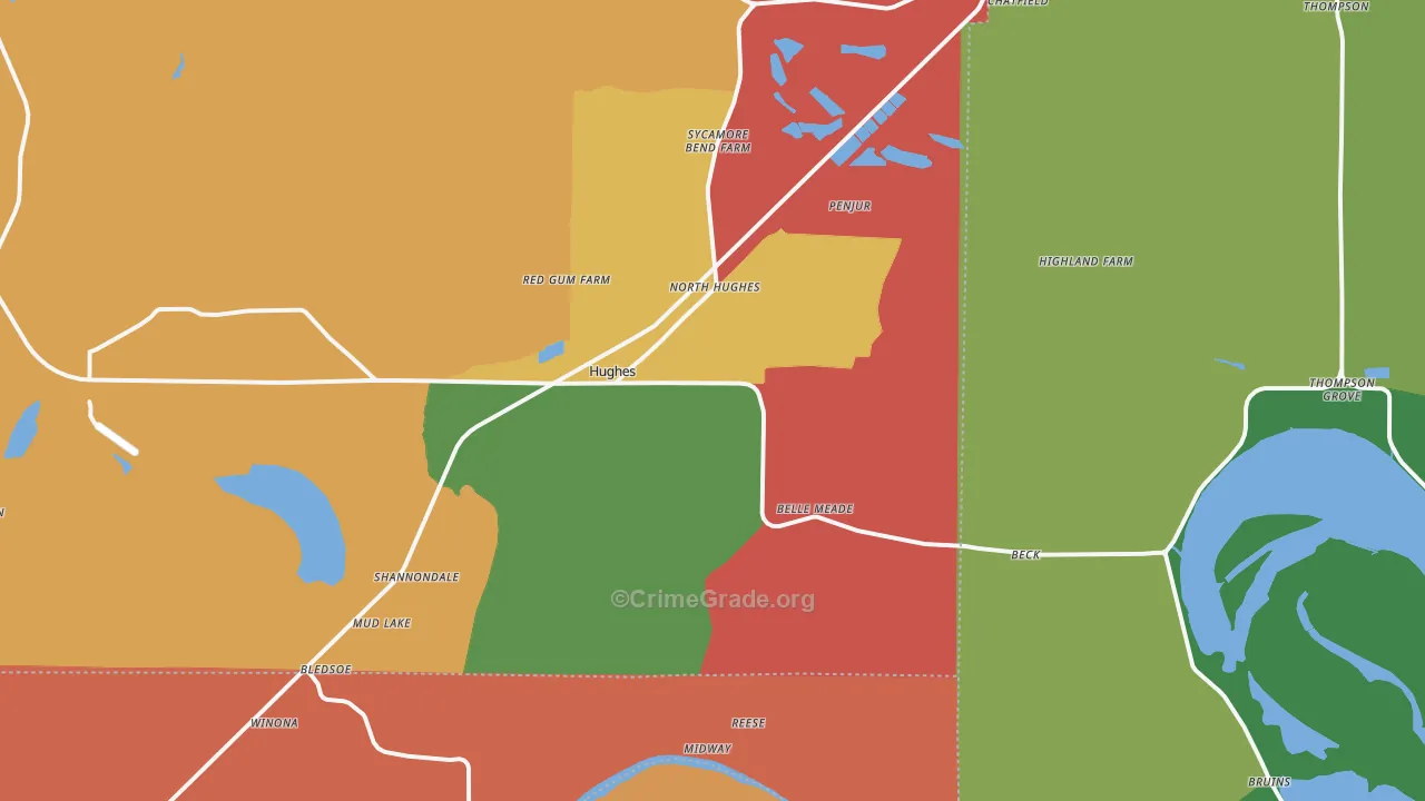 Hughes, AR Map of Drug-Related Crime Rates