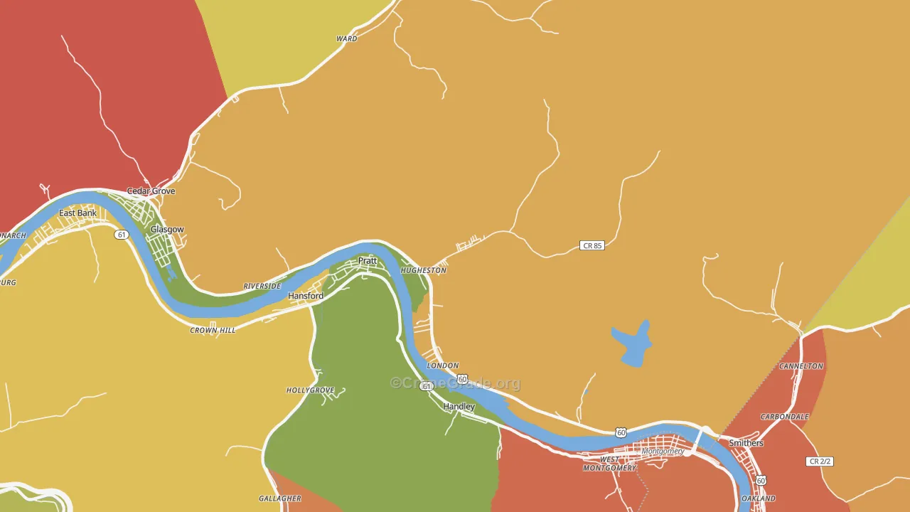 Hugheston, WV Map of Drug-Related Crime Rates