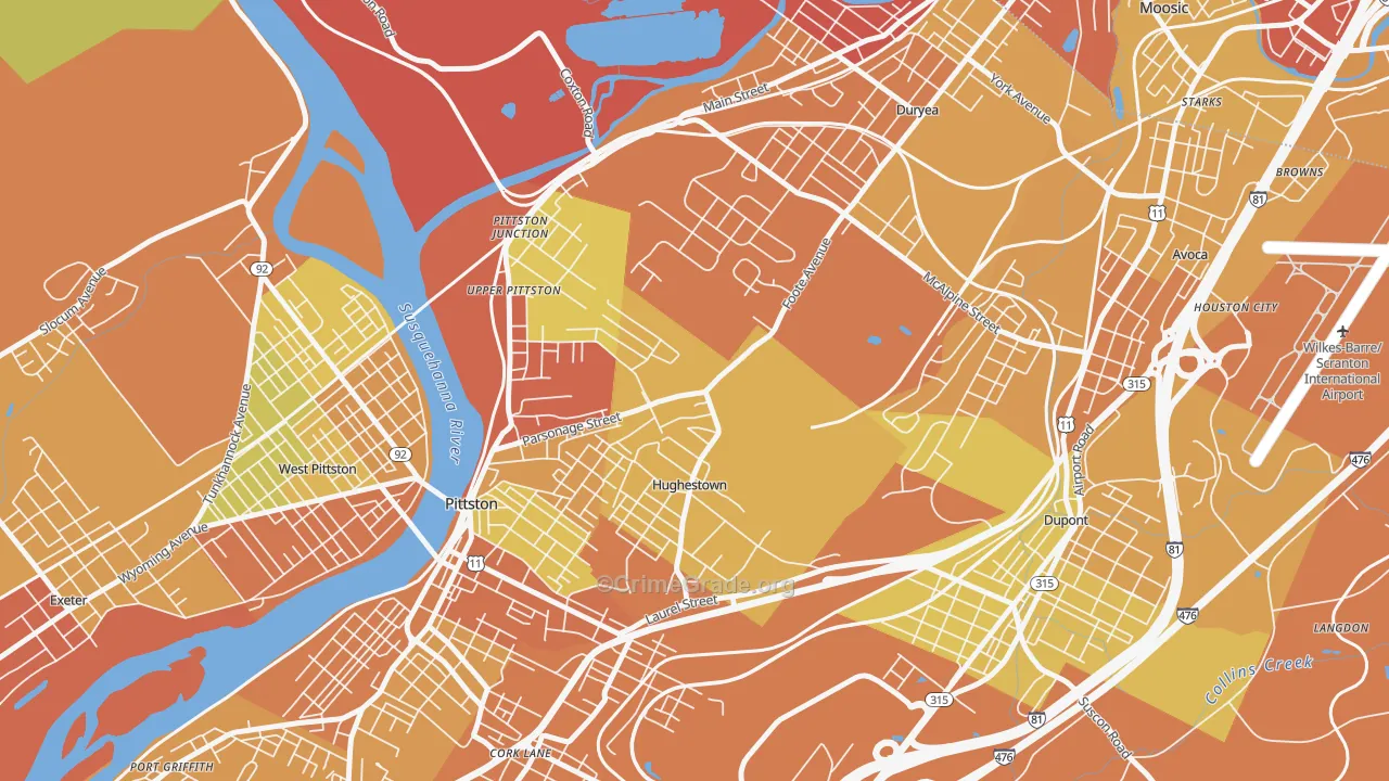 Hughestown, PA Map of Drug-Related Crime Rates