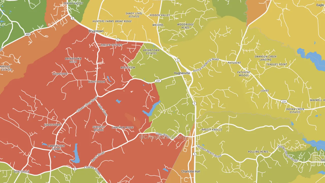 Hughesville, MD Map of Drug-Related Crime Rates