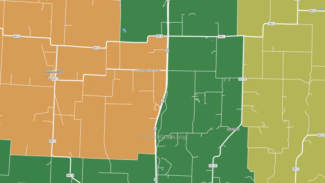 Hughesville, MO Map of Drug-Related Crime Rates