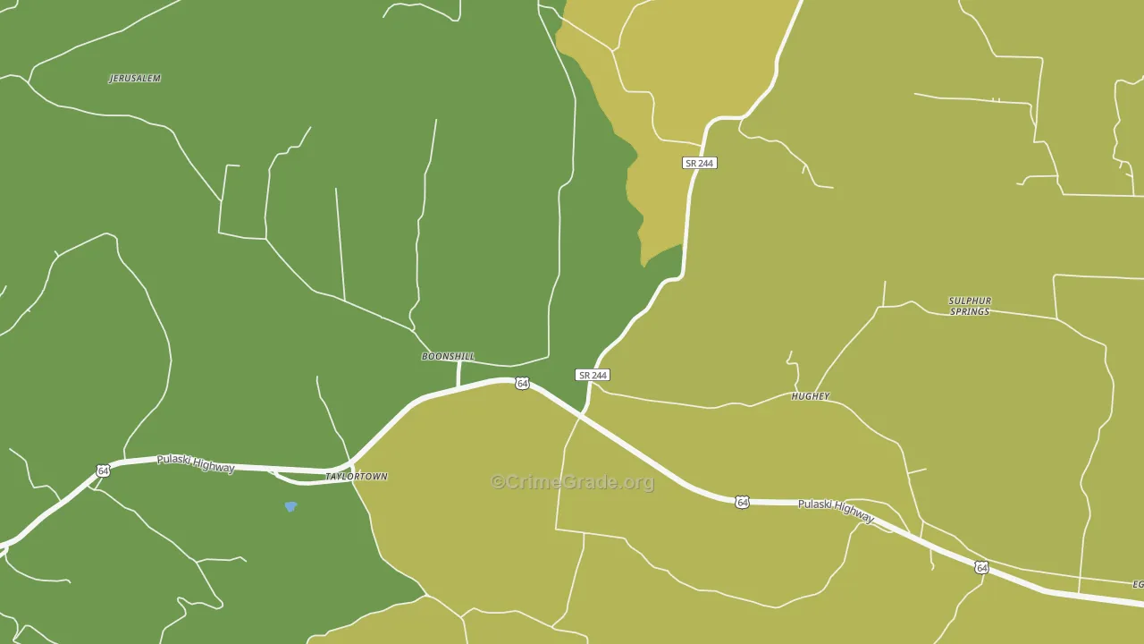 Hughey, TN Map of Drug-Related Crime Rates