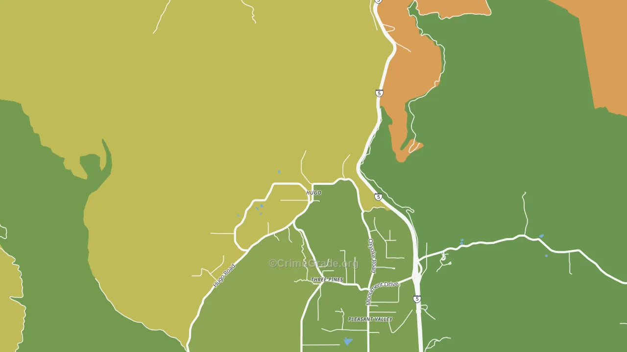 Hugo, OR Map of Drug-Related Crime Rates