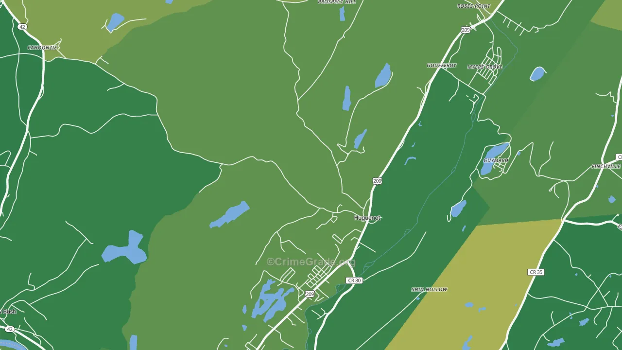 Huguenot, NY Map of Drug-Related Crime Rates