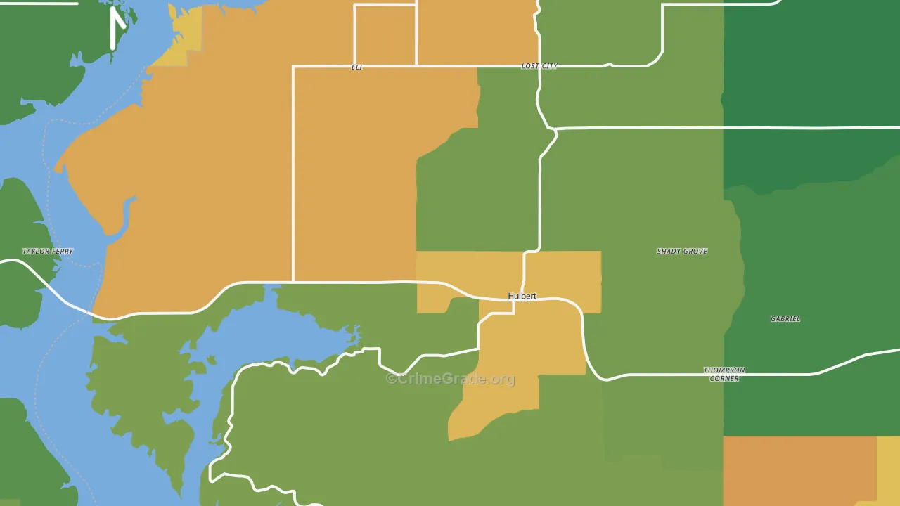 Hulbert, OK Map of Drug-Related Crime Rates