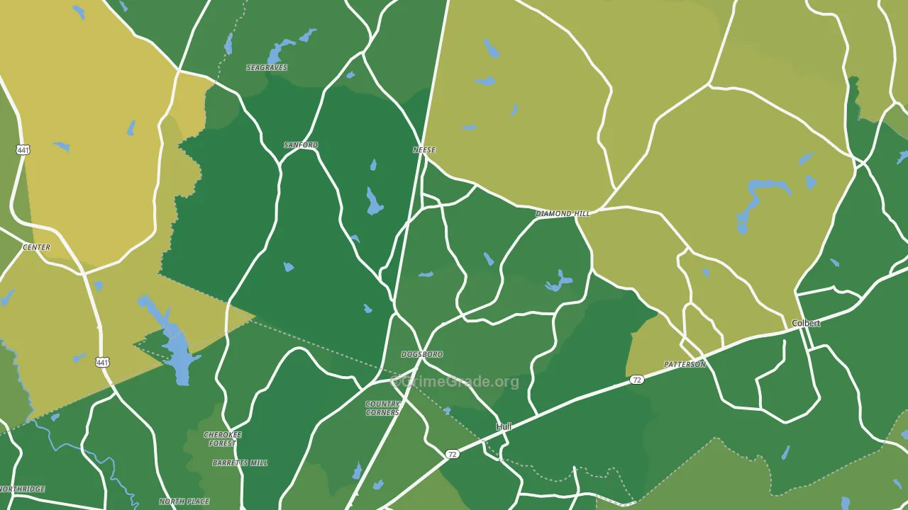 Hull, GA Map of Drug-Related Crime Rates