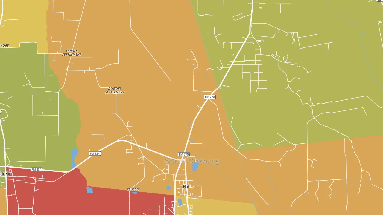 Hull, TX Map of Drug-Related Crime Rates