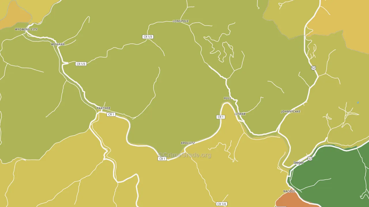 Hull, WV Map of Drug-Related Crime Rates