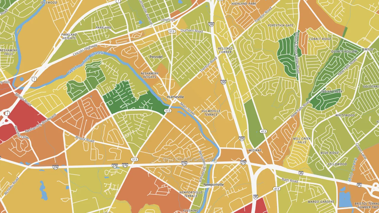 Hulmeville, PA Map of Drug-Related Crime Rates