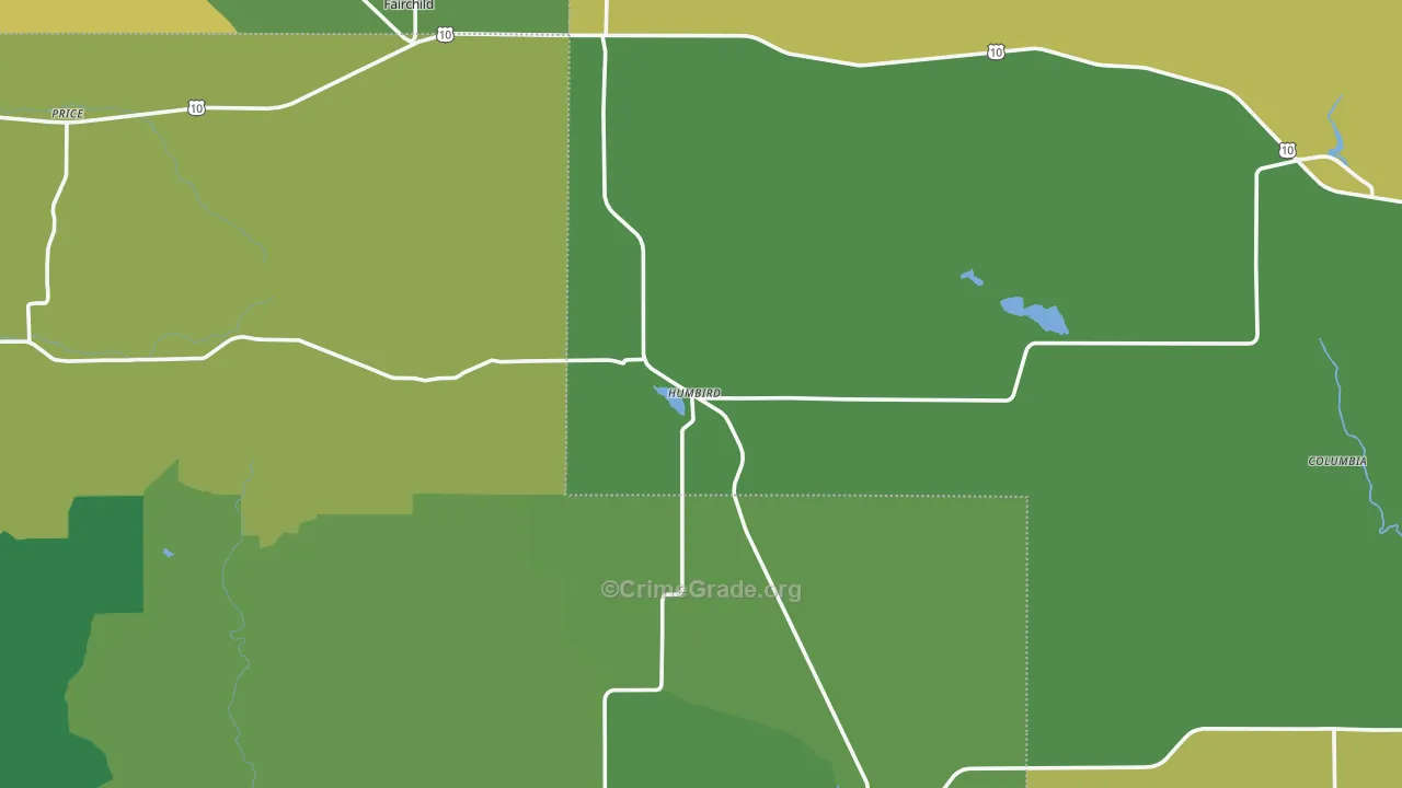 Humbird, WI Map of Drug-Related Crime Rates