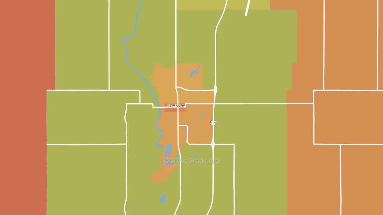 Humboldt, KS Map of Drug-Related Crime Rates