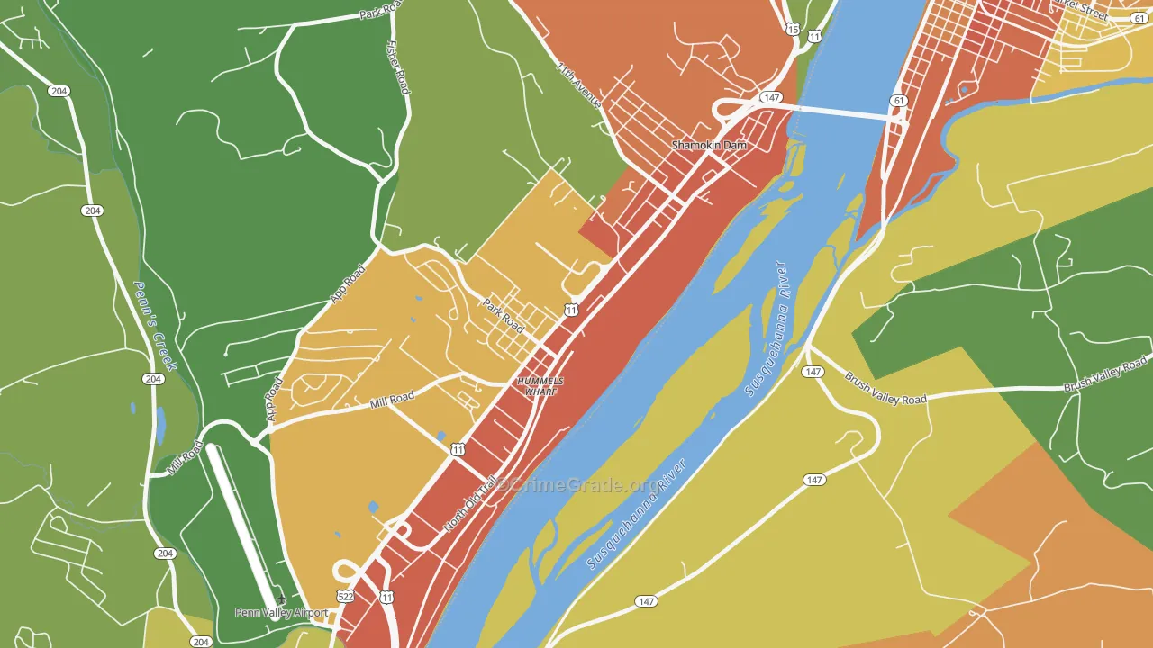Hummels Wharf, PA Map of Drug-Related Crime Rates