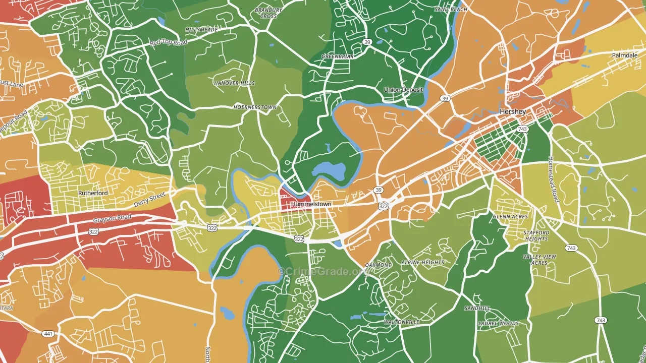 Hummelstown, PA Map of Drug-Related Crime Rates