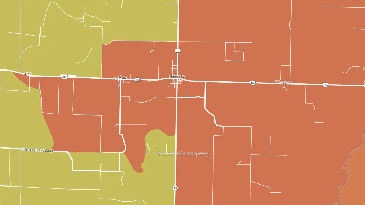 Humnoke, AR Map of Drug-Related Crime Rates