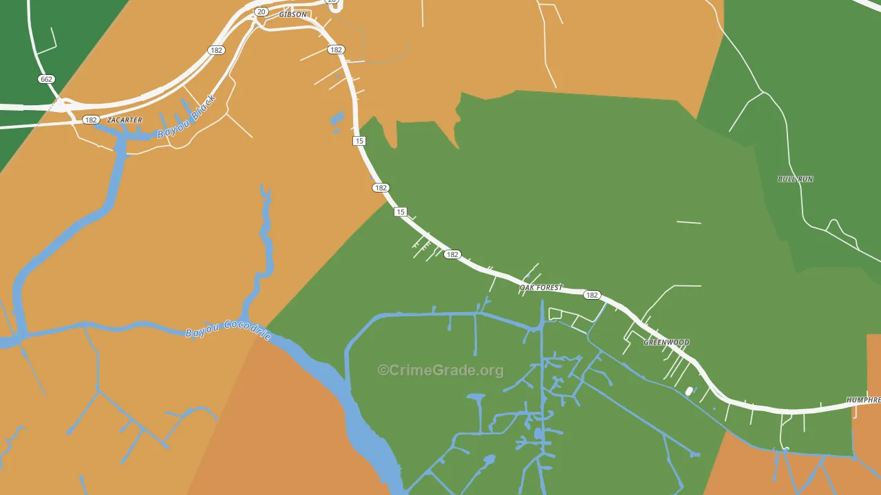 Humphreys, LA Map of Drug-Related Crime Rates