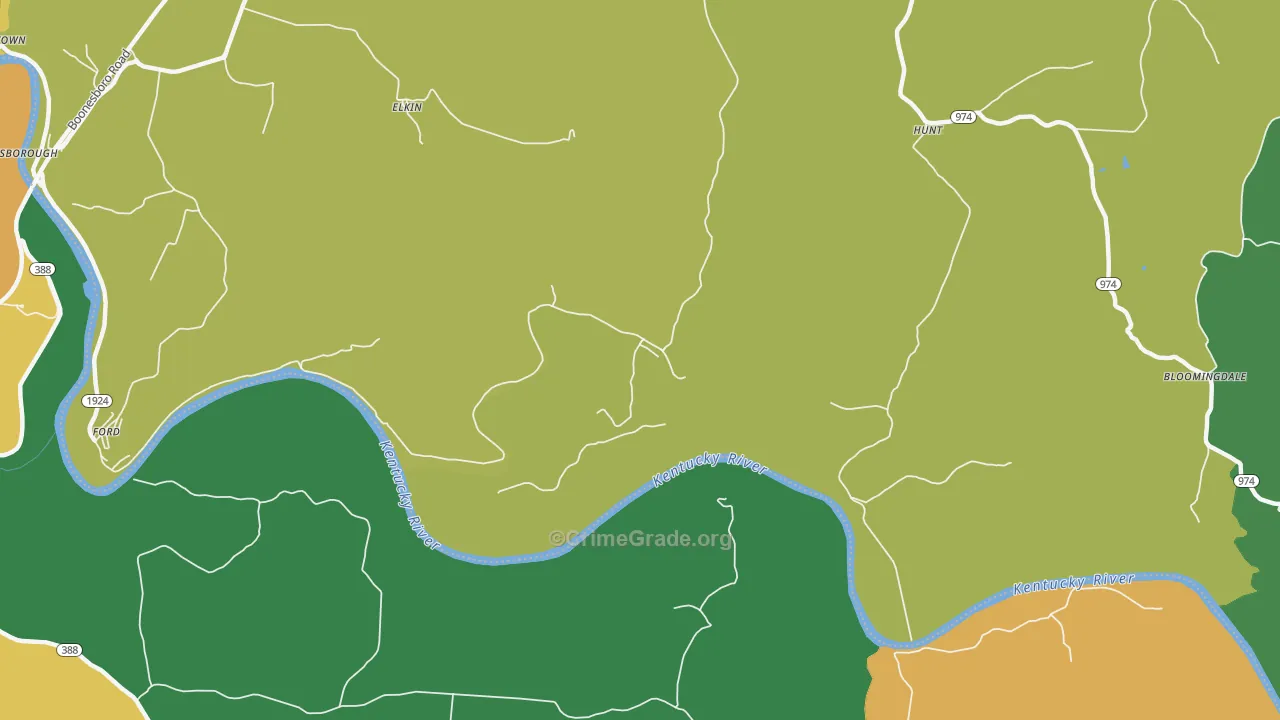 Hunt, KY Map of Drug-Related Crime Rates