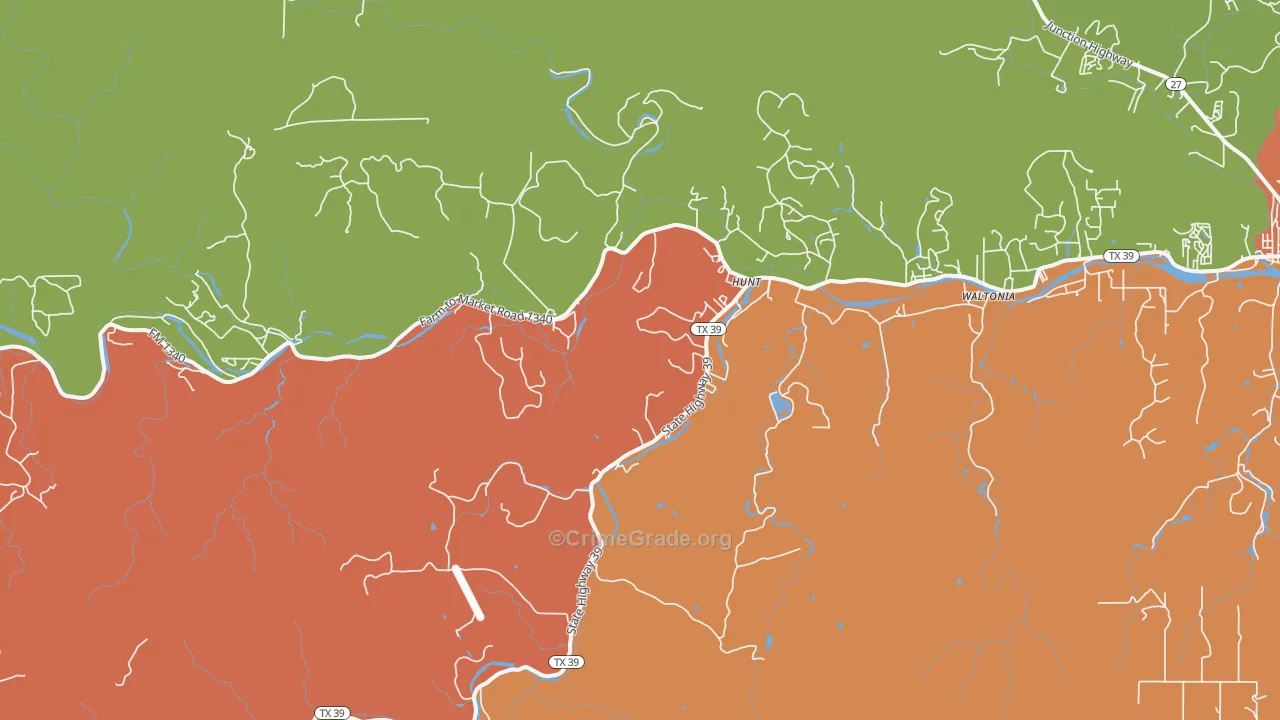 Hunt, TX Map of Drug-Related Crime Rates