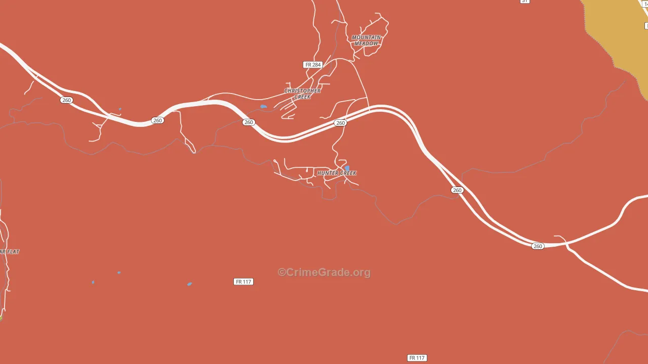 Hunter Creek, AZ Map of Drug-Related Crime Rates