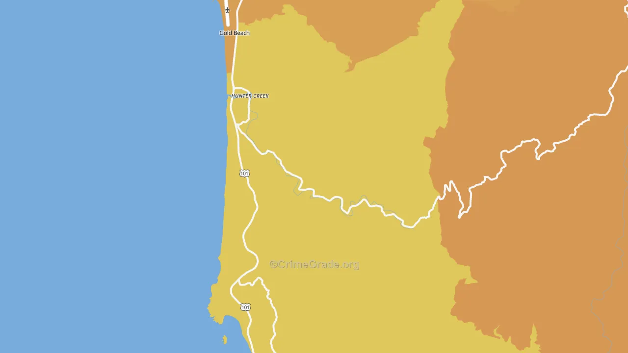 Hunter Creek, OR Map of Drug-Related Crime Rates
