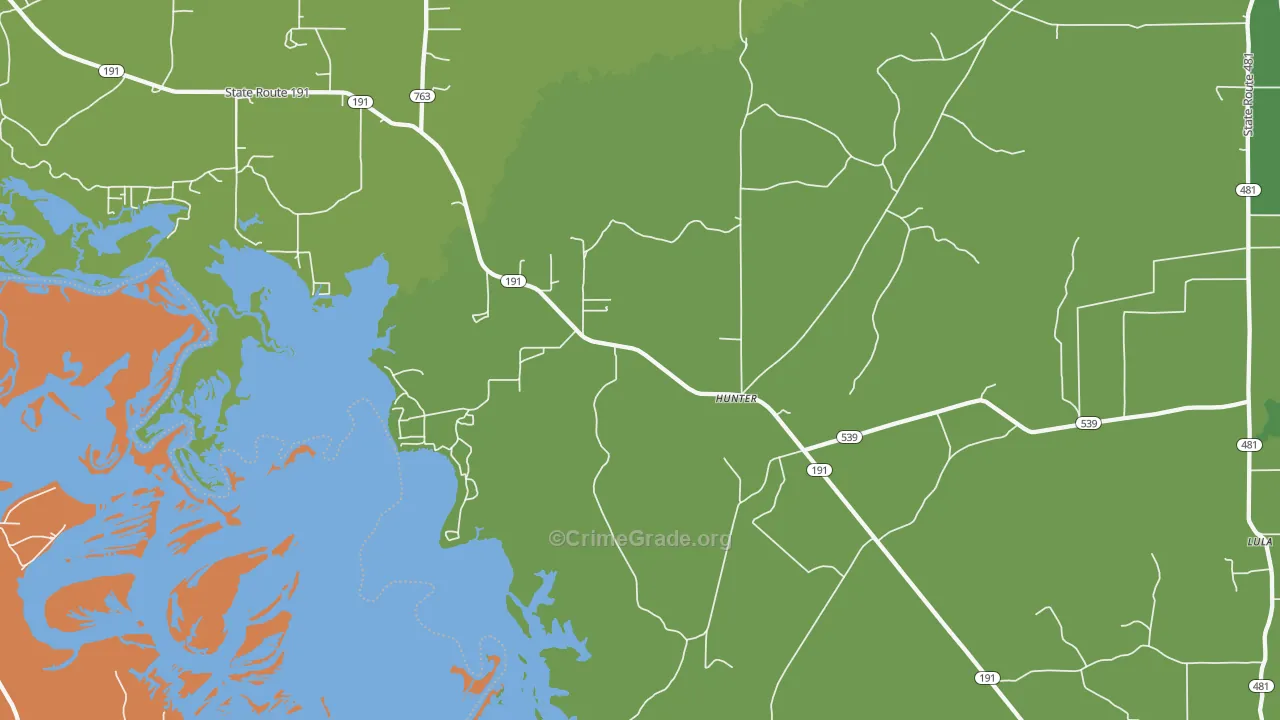 Hunter, LA Map of Drug-Related Crime Rates