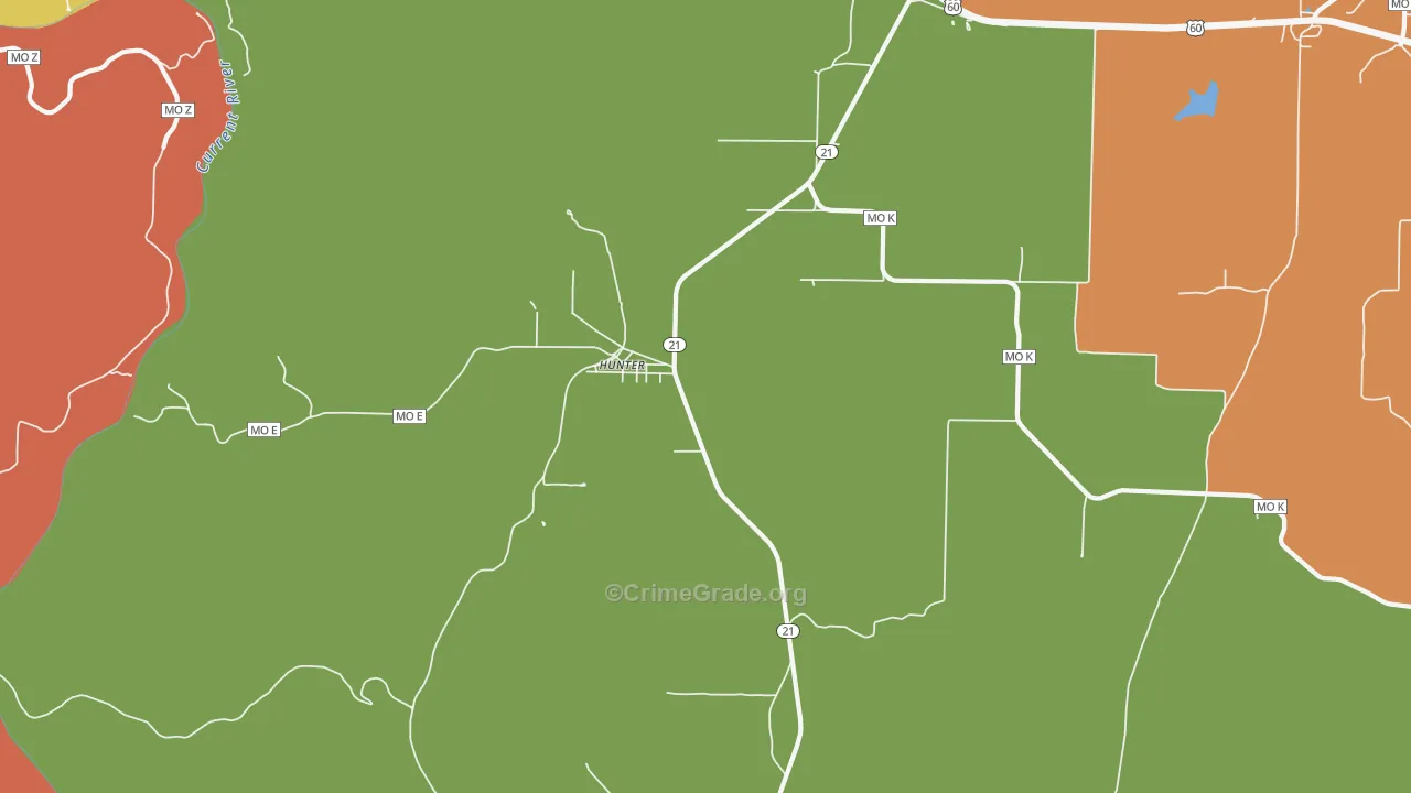 Hunter, MO Map of Drug-Related Crime Rates