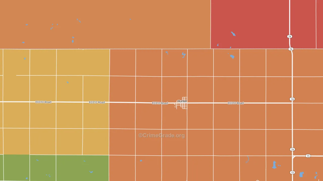 Hunter, OK Map of Drug-Related Crime Rates